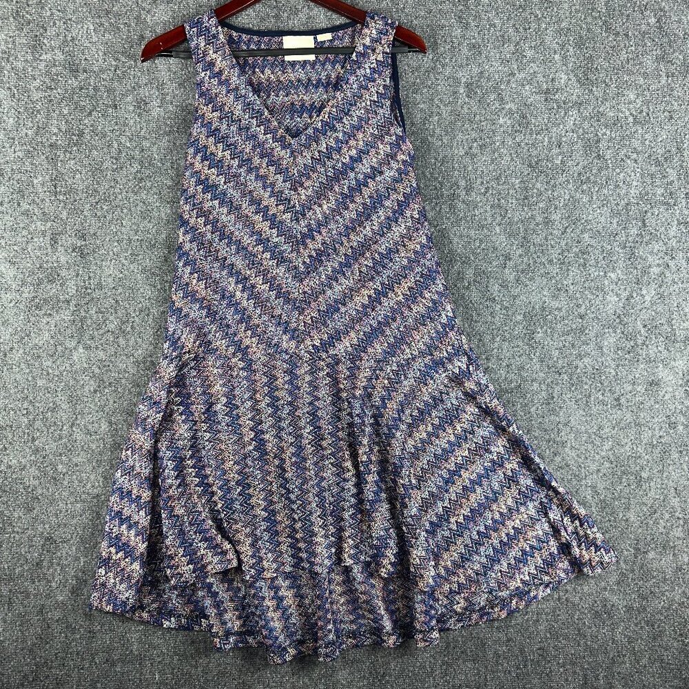 Anthropologie Maeve Womens XS Dress Sleeveless Knit A Line Swing Hem Blue Purple